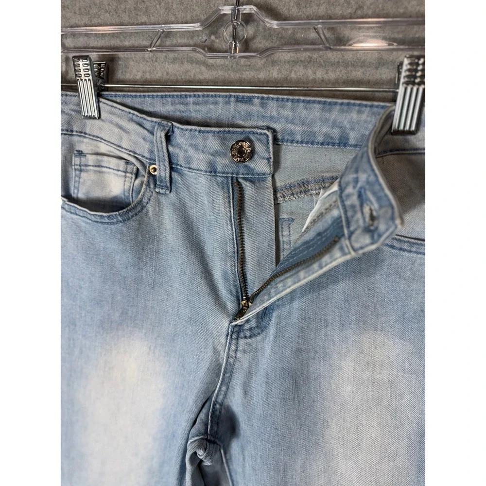 Shein Jeans‎ Women's Small Light Blue Denim Cotton Stretch Flared Leg Zip Fly